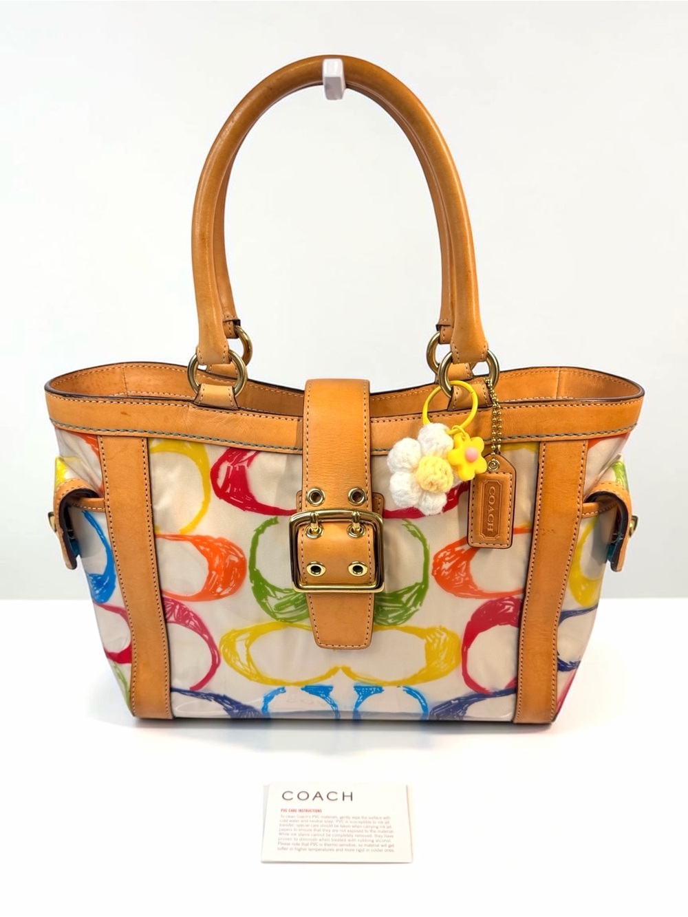🌈 Coach Scribble Multicolor Signature Boxy Tote 2152 – Limited Edition + Charm